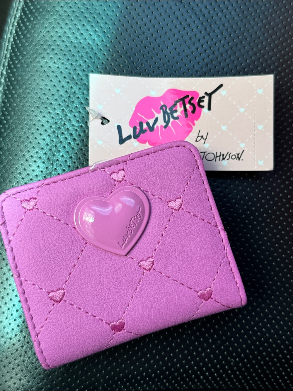 Luv Betsey Pink Heart Quilted Wallet, NEW